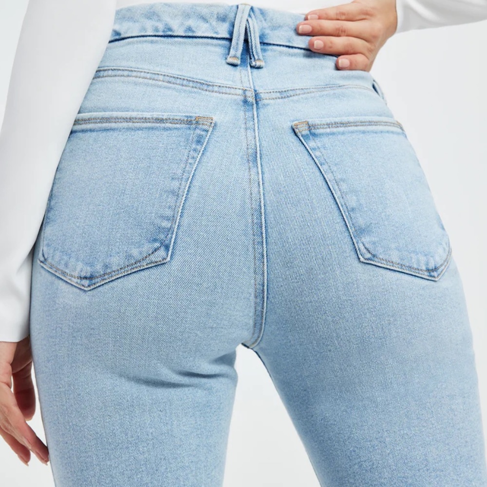 NEW Good American High Rise Bootcut Jeans in Light Indigo Wash Size 16